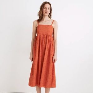 Madewell Eyelet Summertime Cami Midi Orange Dress